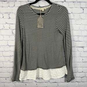 Hem & Thread Striped Crew Neck Long Sleeve Top